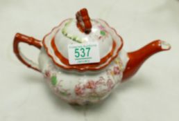 20th Century Floral Decorated Chinese Teapot: height 17cm