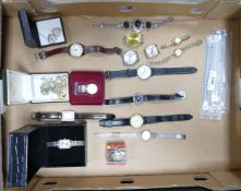 A collection of Gents & Ladies Wristwatches , Costume Jewelry & White Metal items: