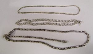 A collection of 925 Sterling Silver necklaces: total weight 158.5g.