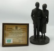 Bronzed Limited Edition Resin Figure of Charles & Diana: height 25cm