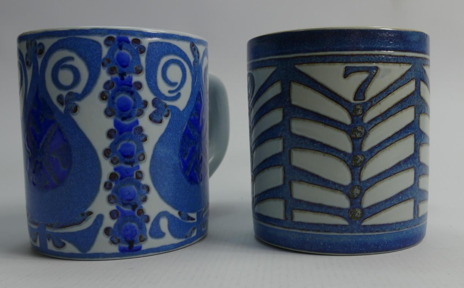 Copenhagen Annual Fajance Mugs Denmark Decorated by Danish Designers Years 1969 & 1970(2): height