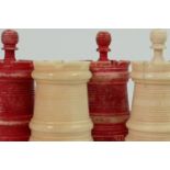 19th Century Turned & Carved Bone Chess Part Set: height of tallest 11cm(25)