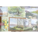 10 x Reginald Johnson watercolours: 6 signed, 4 unsigned - Prees Heath Whitchurch, Capel Curig,