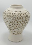19th Century Cream Ware Chinese Reticulated Vase: height 21cm