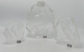 Mats Jonasson designer Art Glass Sculptures: tallest 19cm(3)