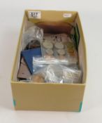 Shoe box of old coins both British & foreign including silver: Pre 1919 coins 127 grams, pre 1946