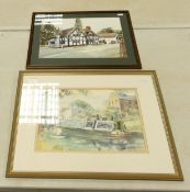 Two Local Interest Watercolours: Sheila M Webster & A N Other, largest frame size 44 x54cm(2)