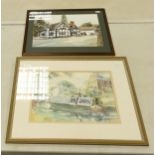 Two Local Interest Watercolours: Sheila M Webster & A N Other, largest frame size 44 x54cm(2)