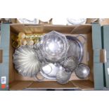 A Collection of silver plated items to include: trays, serving dishes, fruit bowls etc