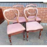 Four Victorian Mahogany Balloon Back Dinning Chairs: