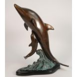 Very Large Bronze Sculpture of Dolphins: height 41cm