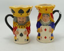 Royal Doulton small character toby jugs King and Queen of Spades D7087 & King and Queen of