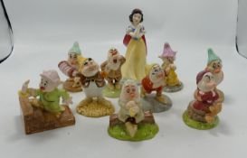 Royal Doulton Snow White & The Seven Dwarfs Figures: Snow White SW9, Grumpy SW11, Doc wwith