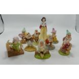 Royal Doulton Snow White & The Seven Dwarfs Figures: Snow White SW9, Grumpy SW11, Doc wwith