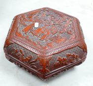 Chinese Cinnabar Lacquered Large Octagonal Box: diameter 26cm
