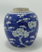 19th Century Chinese Prunus Patterned Double Ring Ginger Jar: height 15cm