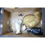 A mixed collection of items to include: Winstanley, Beswick & Similar Cats & Dogs,