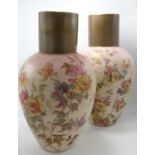 Doulton Burslem Large Pair of Vase's: with Floral Decoration, height 41cm(2)