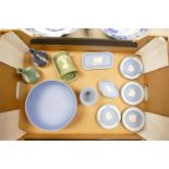 A collection of Multi colour Wedgwood Jasperware to include: light blue fruit bowl & pin trays,