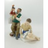 Doulton figures x 2 Treasure Island HN2243 and puppetmaker HN2253: Both in good condition.