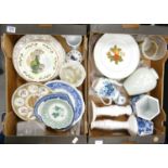 A mixed collection of items to include: dinner plates, vases, large cream ware candlesticks etc (2