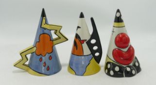 Lorna Bailey Old Ellgreave Thunderbolt, Clown & Key West Patterned Sugar Sifters(3)