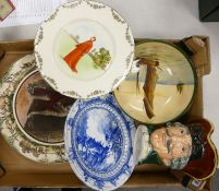 A collection of Royal Doulton items to include: large Zulu Girl Charger, Large Character Jug Dick