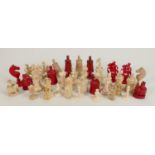 A collection of 19th Century Ivory Chess Pieces: largest item 7cm, damages noted Only Uk Postage
