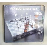 1980's Boxed Acrylic Chess Set with Matching Board: