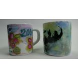 Copenhagen Annual Fajance Mugs Denmark Decorated by Danish Designers Years 2004 & 2005(2): height