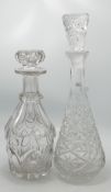 Two Quality Cut Glass Crystal Decanters: largest 36cm(2)