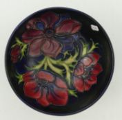 Moorcroft Anemone on blue Ground Bowl: silver Line second, diameter 16cm