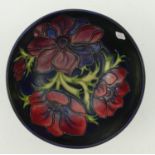 Moorcroft Anemone on blue Ground Bowl: silver Line second, diameter 16cm