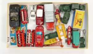 A collection of 18 unboxed mainly matchbox & Dinky cars & vehicles: A couple of losses noted and a