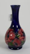 Moorcroft Anemone on Blue Ground Slim Vase: height 16cm