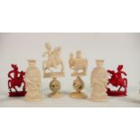 19th Century Chinese/Burmese Bone Major Chess pieces: height of tallest 9.5cm uk postage only