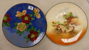 Royal Doulton Large chargers including: Rusic England Mending Chair & Wild Rose, largest diameter