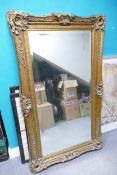 Very Large Heavily Framed Gilt Bevel Edged Wall Mirror: height 150cm and width 88cm