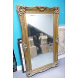 Very Large Heavily Framed Gilt Bevel Edged Wall Mirror: height 150cm and width 88cm