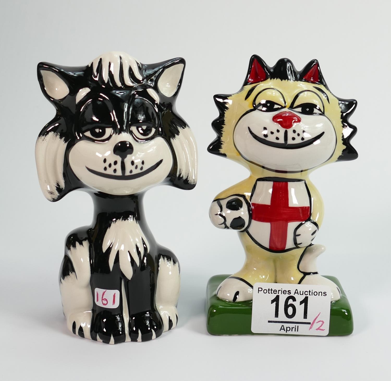 Lorna Bailey pair of cats: Come on England & Dozer