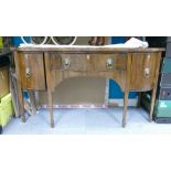 Georgian Inlaid Mahogany Serpentine Sideboard: length 160cm, height 87cm and depth at widest 63cm