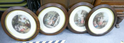 Set of four prints after William J Allingham depicting rural scenes: In oval frames & mounts, each