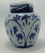 Moorcroft blue on blue ginger jar: designed by Phillip Gibson