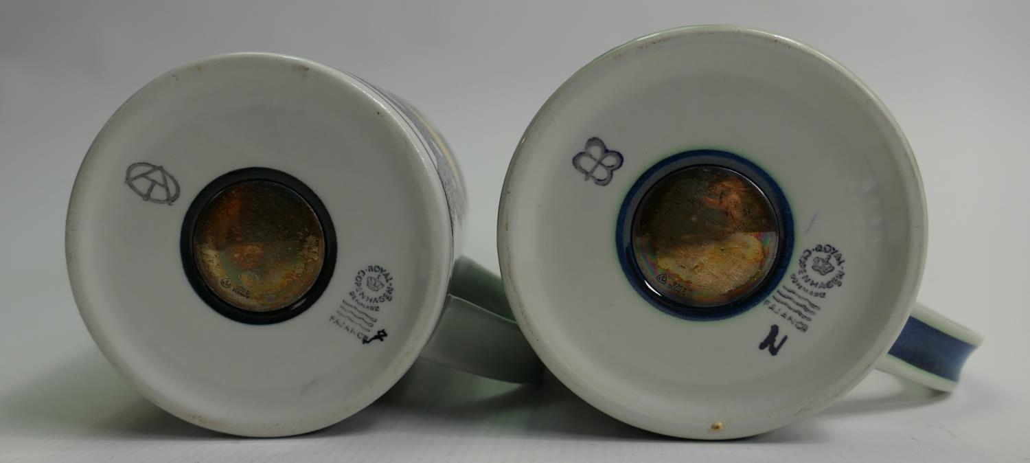 Copenhagen Annual Fajance Mugs Denmark Decorated by Danish Designers Years 1975 & 1976(2): height - Image 2 of 2