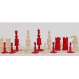 19th Century English Bone Chess Set: height of King 7cm