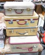 A collection of 1950's Leather Handled Suitcases: Boac & Bea Aircraft Labels Noted(4)