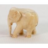 19th Century Craved Ivory Elephant: height 5.5cm