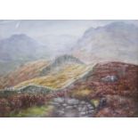 Reginald Johnson watercolour signed and dated 91: Lake district Lingmore Fell near Blea Tarn