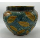 Royal Doulton Large Stoneware Planter: decorated with leaves, damaged upper rim, height 22cm
