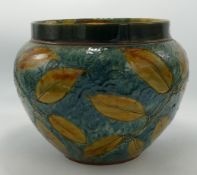 Royal Doulton Large Stoneware Planter: decorated with leaves, damaged upper rim, height 22cm